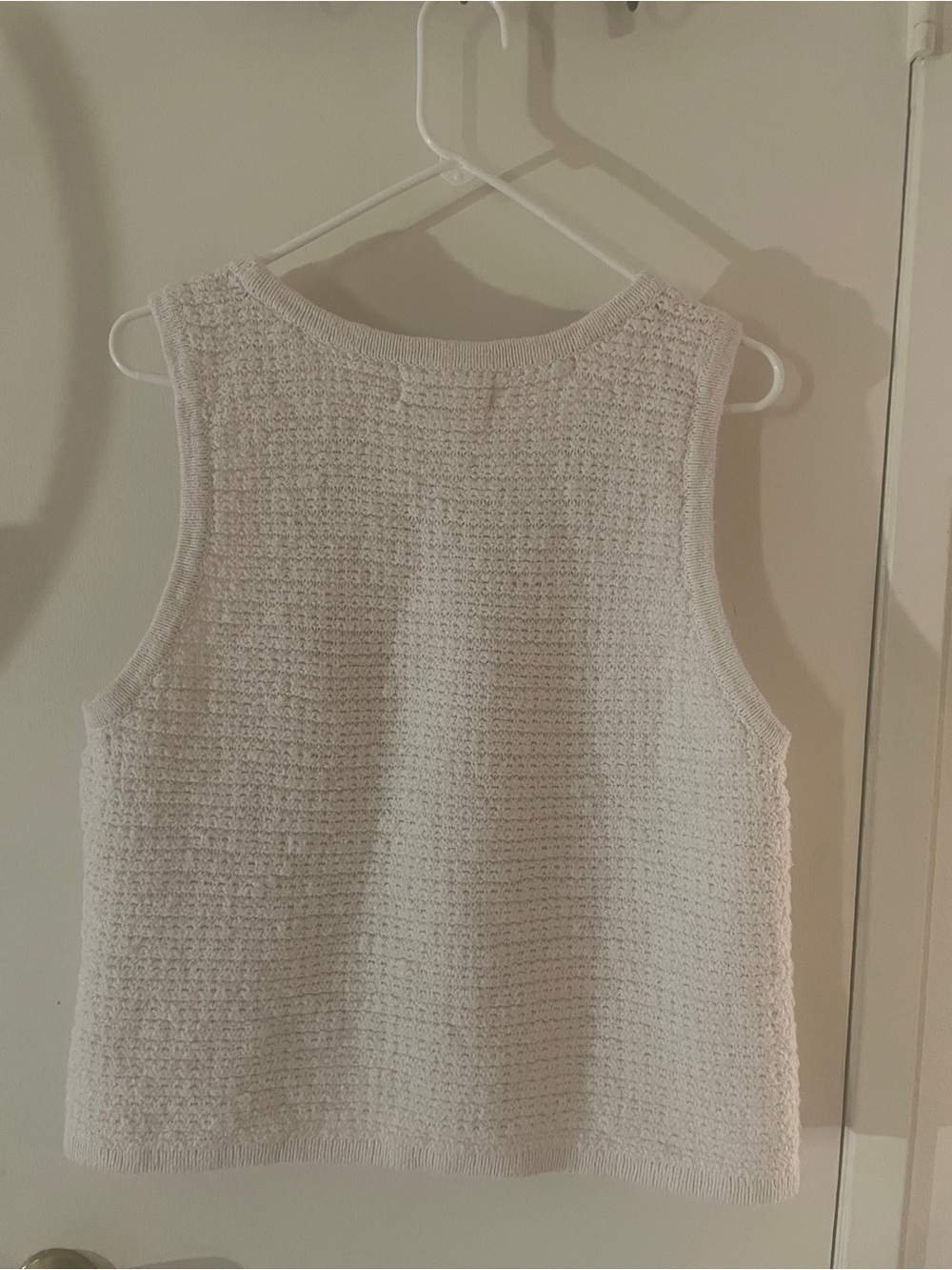 Lucky Brand Cream Crochet Knit Sweater Tank Top XL Boho Coastal Minimalist - Picture 3 of 7
